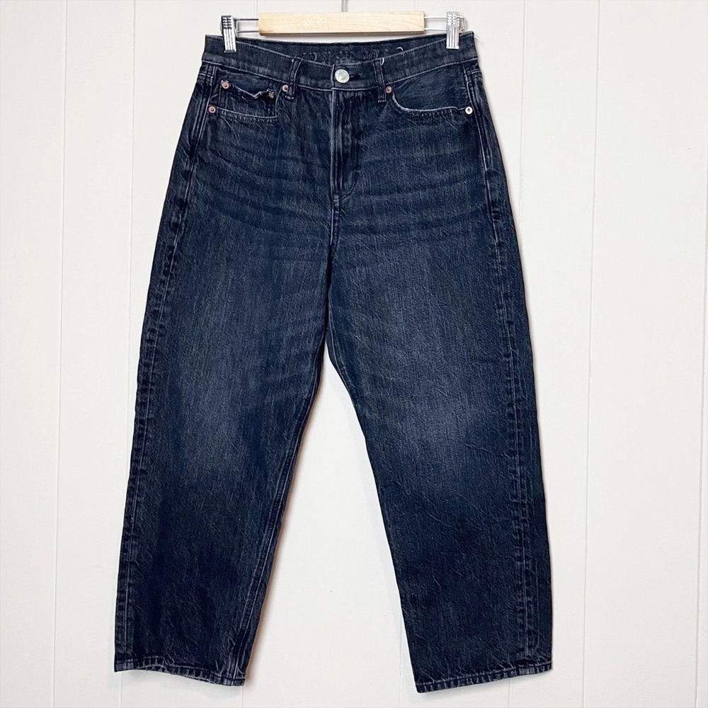 American Eagle 90s Boyfriend Jeans 8 X-SHORT Black High Waist Relaxed Petite - Picture 8 of 9